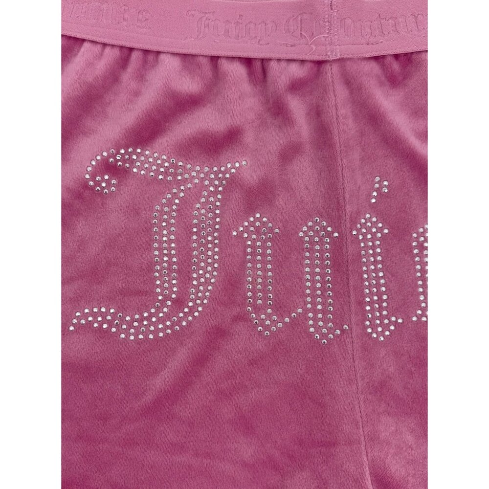 Juicy Couture Rhinestone Logo Pink Velour Lounge Shorts XL Y2K Revive - Picture 10 of 13